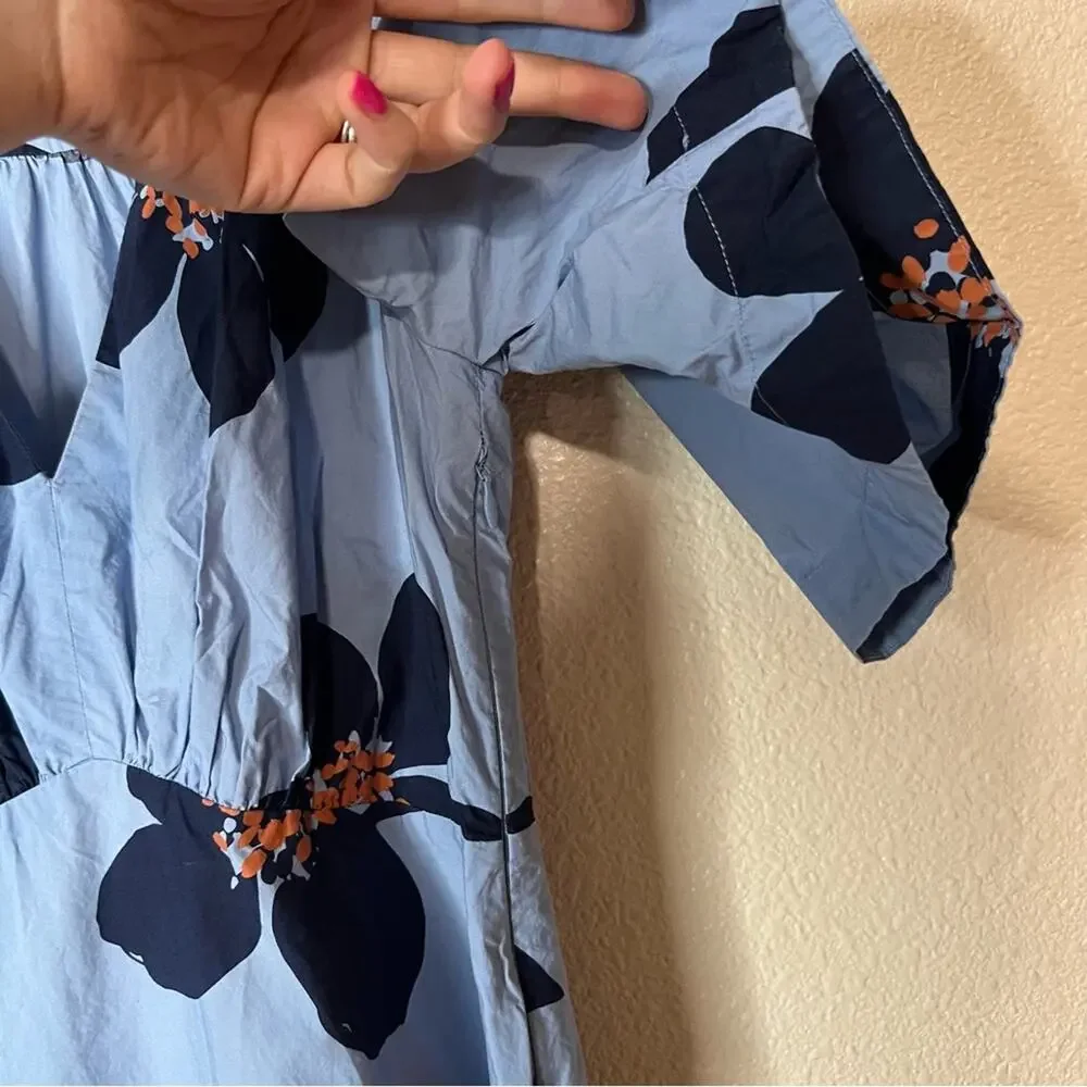 Kate Spade Blue Grand Flora Floral Flounce Mini Dress 0